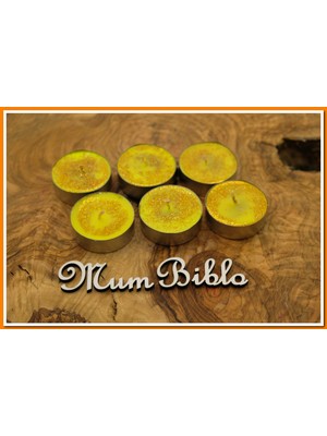 Mum Biblo Tealight Mum Sarı Renk Simli 6 Adet