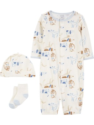 Erkek Bebek Tulum Set 3'lü Paket
