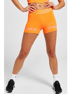Nike Dri Fit Training Pro Graphic 3" Womens Shorts Kadın Tayt Şort Turuncu