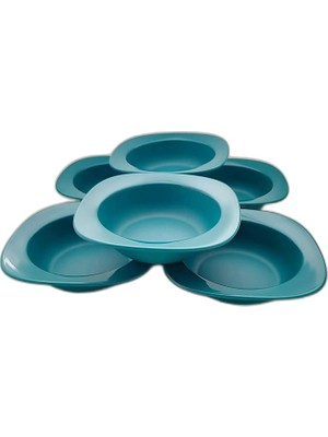 Tupperware Set (6) Allegra Tabak Derin 350 ml Petrol Turkuaz Mutfak Tabağı Çorba Tabağı Piknik Kamp