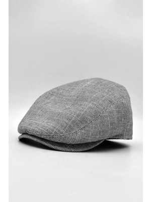 Erkek Keten Premium Siyah Şapka Yazlık Flat Cap Kasket