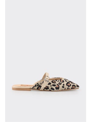 Bej Deri Kadın Spor Terlik