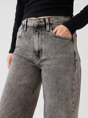 Gap Kadın Siyah High Rise Stride Wide-Leg Jean Pantolon