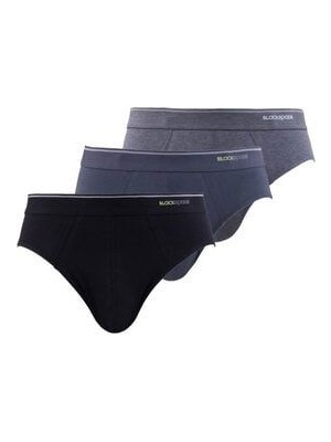 Erkek Siyah Antramelanj Antrasit Pamuklu Slip Külot 3'lü Paket 9672