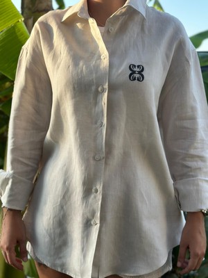 Christina's Storm Beige Linen Shirt