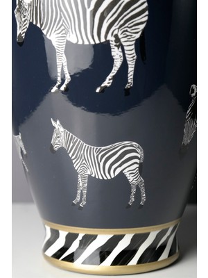 Ambiente Lacivert Seramik Zebra Figürlü Vazo 30 cm