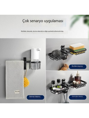 Hi Stores Banyo Yumruksuz Sabun Kutusu Çift Katmanlı Drenaj Rafı Depolama Rafı Alanı Alüminyum Havlu Çubuğu (Yurt Dışından)