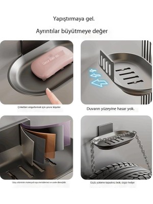 Hi Stores Deliksiz Banyo Sabunluk Drenaj Rafı Uzay Alüminyum Banyo Rafı Duvara Monte Tuvalet Sabunu Depolama (Yurt Dışından)