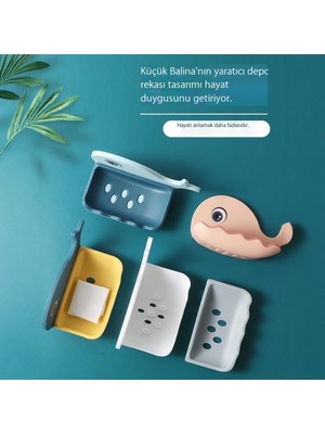 Hi Stores Sabun Kutusu Sabun Kutusu Sevimli Balina Yumruk Içermeyen Duvara Monte Vantuz Ev Banyo Tuvalet Drenaj Rafı (Yurt Dışından)