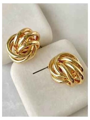 Anor Accessories Yeni Sezon Gold Düğüm Küpe