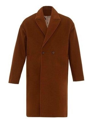 Antioch Kahve Oversize Kruvaze Palto Uzun Kol Erkek Kaban XL Düz Desenli Şık Tasarım