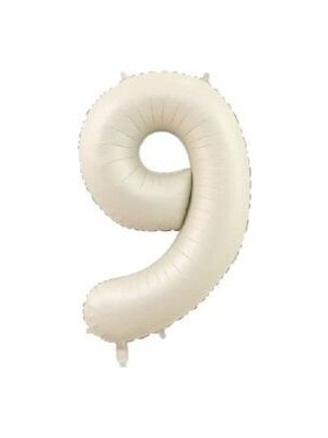 Asöy Bej Krem Rakam Folyo Balon 9 Yaş 76 cm Orta Boy Balon 34 Inç Orta Boy Rakam Folyo Balon