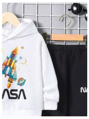 Afternoon Kids Çocuk Kapşonlu Nasa Roket Baskılı Eşofman Takımı