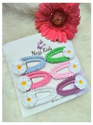 Naz Oyuncak El Yapımı Örgü Kız Çocuk Bebek Çıtçıtlı 6'lı Toka Seti