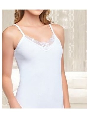 Tutku Ribanalı Ince Askılı Güpürlü Kadın Atlet