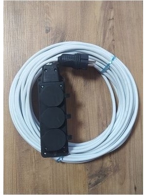 Ogs 3x2.5 Ttr 20 Metre Çok Telli Beyaz Renk İzolasyonlu Topraklı Üçlü Grup Priz Seyyar Uzatma Kablosu