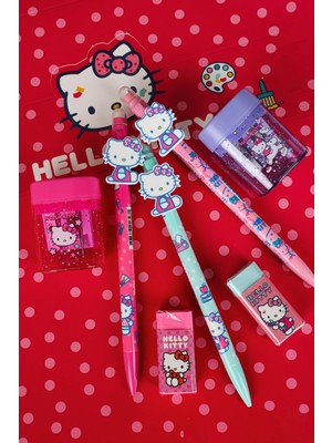 Hello Kitty Yeni Sezon Lisanslı Hello Kıtty Versatil Uçlu Kalem 0.7 Mm,çift Bıçaklı Oval Kalemtraş ve Silgi Seti