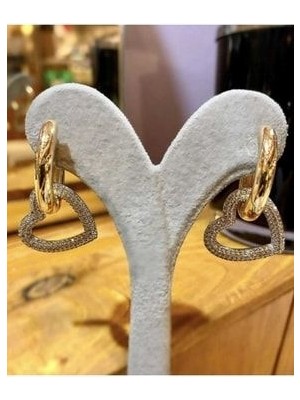 Cover Story Kalp Halka Tasarım Zirkon Taşlı Küpe