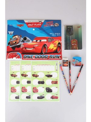 Arabalar LİSANSLI CARS 9 PARÇA KIRTASİYE SETİ ÇITÇIT DOSYA,24'LÜ OKUL ETİKETİ,BLOKNOT, 3 ADET SİLGİLİ KURŞUN KALEM,KALEMTRAŞ VE SİLGİ