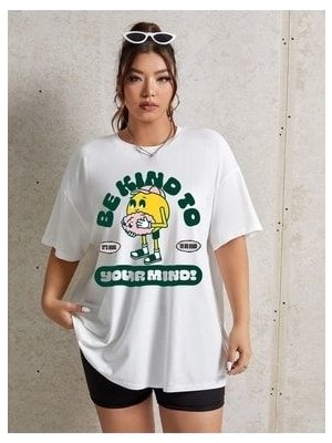 Sunrush Kadın Be Kınd To Oversize Baskılı T-Shirt Bluz