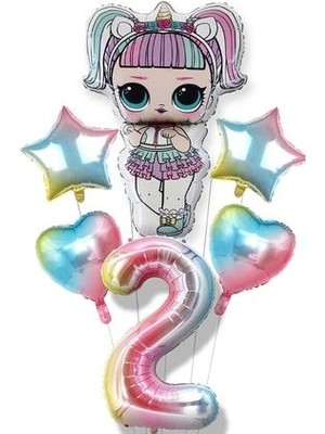 Lisanslı Unicorn Lol Bebek Pembe Rakam Balon Seti Lol Surprise 2 Yaş Pembe Rakam Balon