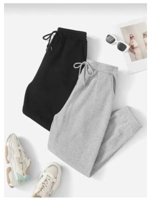 Uyn Sport Ikili Jogger Eşofman Altı-Siyah ve Gri Lastik Paça Yüksek Bel Eşofman