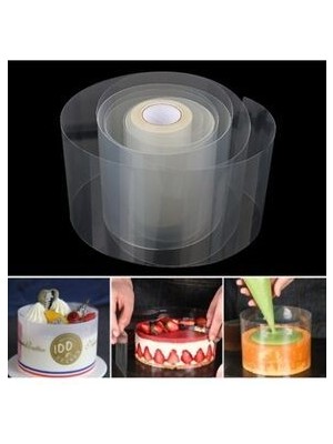 Gusto Şeffaf Desensiz Pasta Yan Dekor Film Jelatin-Krema Tutucu Transfer Jelatin 7 cm - 25 mt