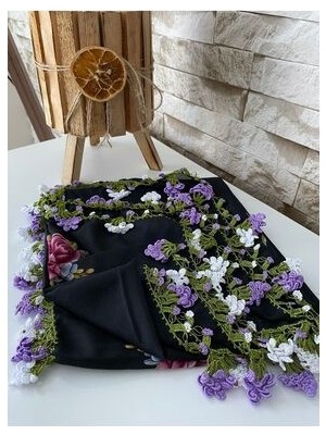 Anne-Kadın Oyalı El Işi Üzümlü Eşarp Tülbent Yazma