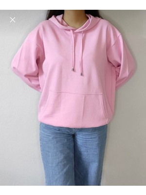 Lavessa Fitilli Oversize Kapüşonlu Sweatshirt-Pembe Renk