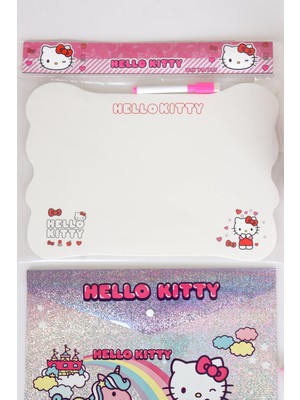 Hello Kitty Lisanslı Hello Kıtty 8 Parça Kırtasiye Seti Kumbara,yazı Tahtası,3d Bloknot,4 Adet Silgi ve Çıtçıt dosya 