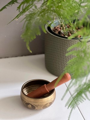 Miamantra Pirinç Tibet Çanağı 8 Cm Çap ve Tokmak Seti