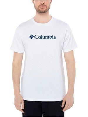 Columbia Csc M Basic Big Logo Brushed SS Tee Tişört Beyaz Renk Erkekler İçin Rahat Tasarım