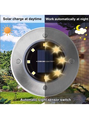 Horasan Ticaret 4'lü Solar Panelli Kazıklı Bahçe Aydınlatmas