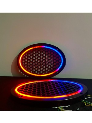 Bi Moda 358 Modlu Kayar Ledli Oval Hoparlör Kapağı Pixel Kayar Neon Işıklı Oval Kapak