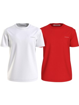 Calvin Klein Erkek 2'li Instıtutıonal Tee T-Shirt-Kırmızı-Beyaz