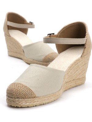 Star Tombis Elişi Bej Kadın Dolgu Topuk Espadril Handmade