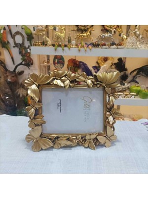 Gold Home Design Fotoğraf Çerçevesi Kelebek Desenli Gold Rengi 15X20