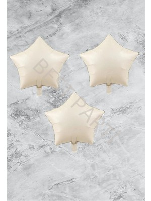 Bal10 Dünyası Krem Renk Yıldız Folyo Balon 45  cm  3 Adet