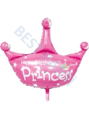 Bal10 Dünyası Prenses Taç Folyo Balon Pembe 70  cm