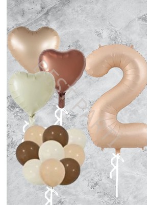 Best Parti Kum Beji Kalp Rakam Folyo Ve Late x  Balon Seti Yaş 2