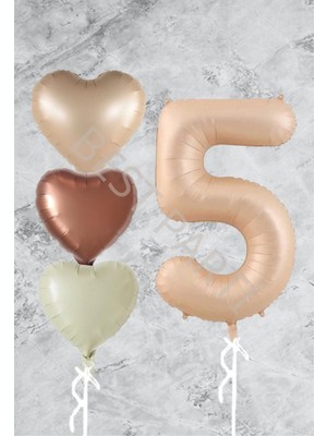 Best Parti Kum Beji Kalp Rakam Folyo Balon Seti 5 Yaş