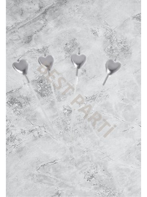 Best Parti Kalp Gümüş Renk 4'Lü Duğum Günü Pasta Mumu