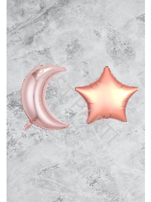 Best Parti Ay Yıldız Rose Gold Renk Folyo Balon Seti