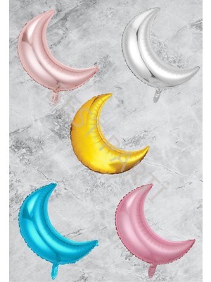Best Parti 5 Adet Karışık Renk Ay Şeklinde Folyo Balon 45 x 38  cm