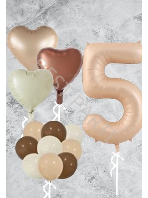 Best Parti Kum Beji Kalp Rakam Folyo Ve Late x  Balon Seti Yaş 5