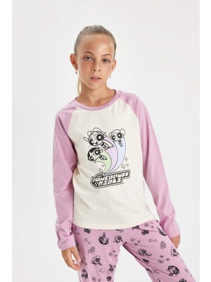 DeFacto Kız Çocuk PowerPuff Girls Uzun Kollu Pijama Takımı D4158A824AU