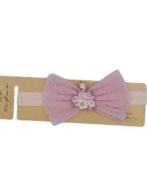 Bilge Trend Pembe Kuğulu Kız Çocuğu Saç Bandı (0-12 Ay Arası Uyumludur)