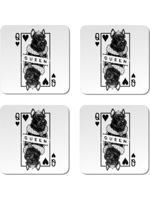 Fizello Scottish Terrier Queen Of Hearts Funny Dog Lover Pop Art Bardak Altlığı