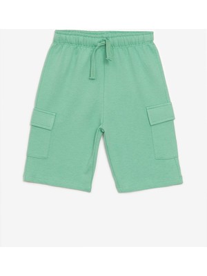 LC Waikiki Lcw Baby Erkek Bebek Şort Yeşil Beli Lastikli Düz Tasarım Konforlu Kullanım