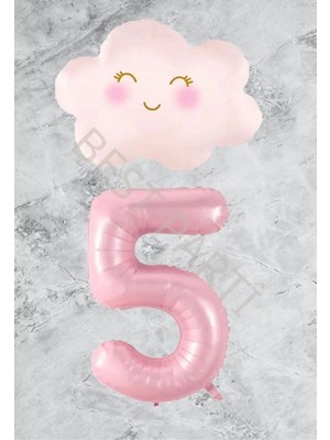 Rönesans Parti Pembe Rakam Bulut Folyo Balon Seti Yaş 5